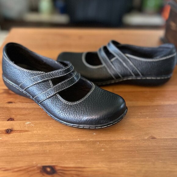 Clarks Bendables Mandy May Double Strap Mary Janes Black Leather Womens Size 7.5 - Picture 8 of 11